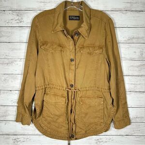 Cotton On Field Utility Shirt Lightweight Jacket Viscose Mustard Brown Sz 8